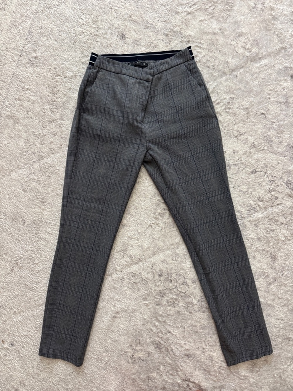 Zara Gray Plaid Ankle Crop Dress Pants